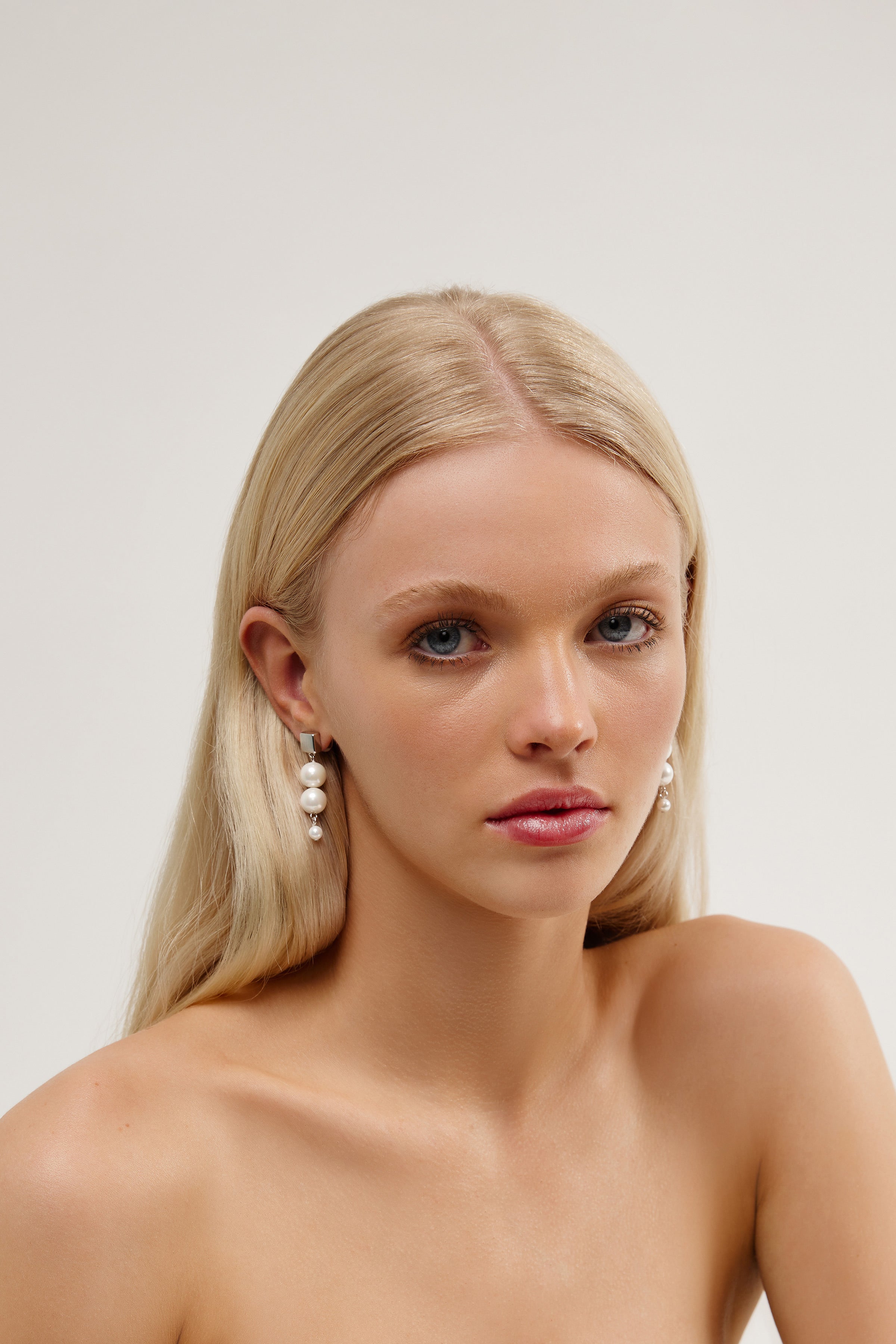 White Gold and Pearl Bridal Earrings by Amelie George Bridal 