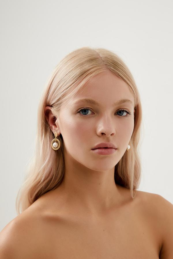 Modern Gold Pearl Wedding Earrings by Australian Jewellery Designer