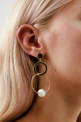 Modern Large Pearl Wedding Earrings, by Amelie George Bridal 