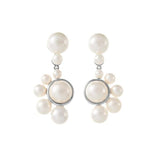 Modern Pearl Wedding Earrings by Amelie George White Gold 