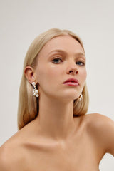 Modern Pearl Wedding Earrings by Amelie George Gold