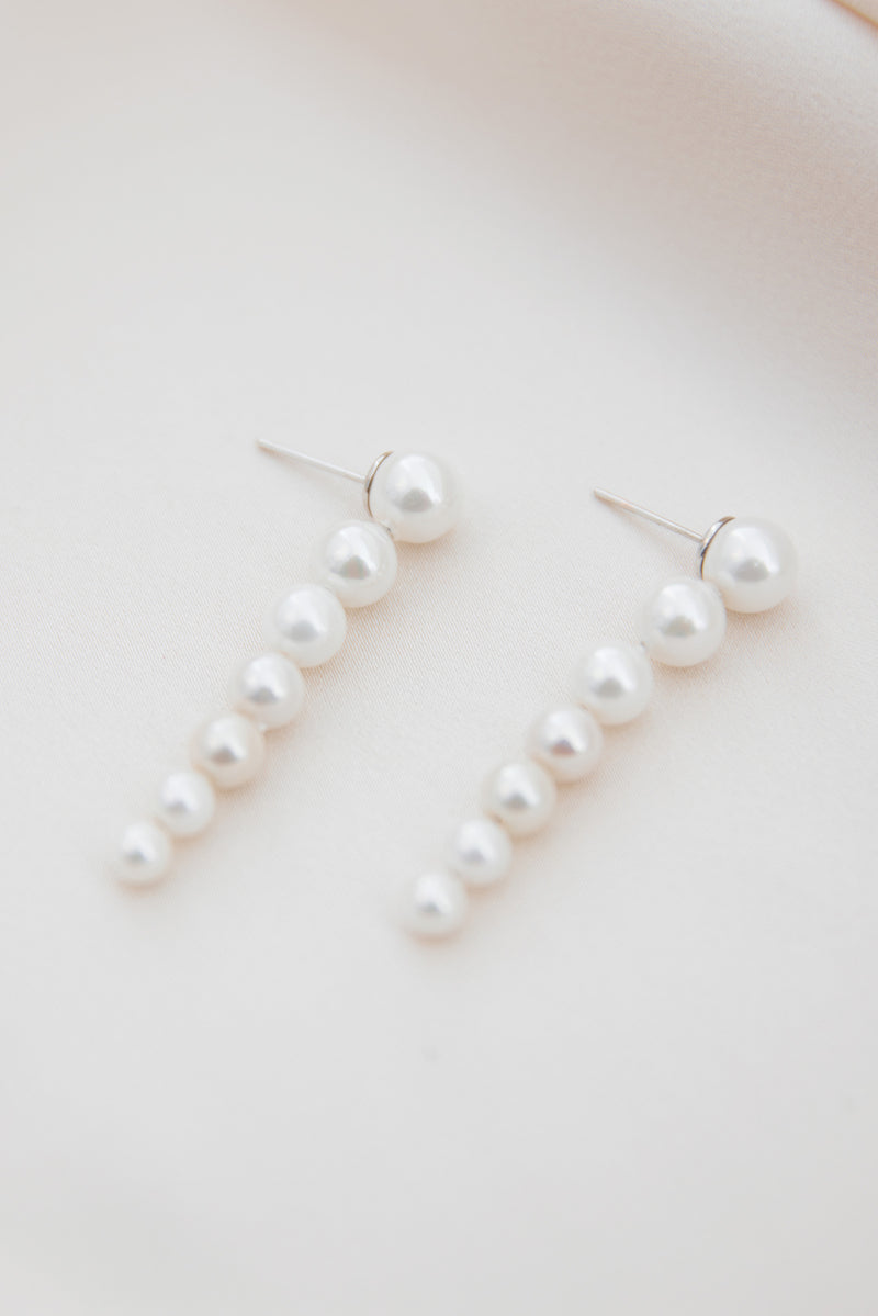 Modern Pearl Wedding Earrings -  Silver Modern Wedding Jewellery  
