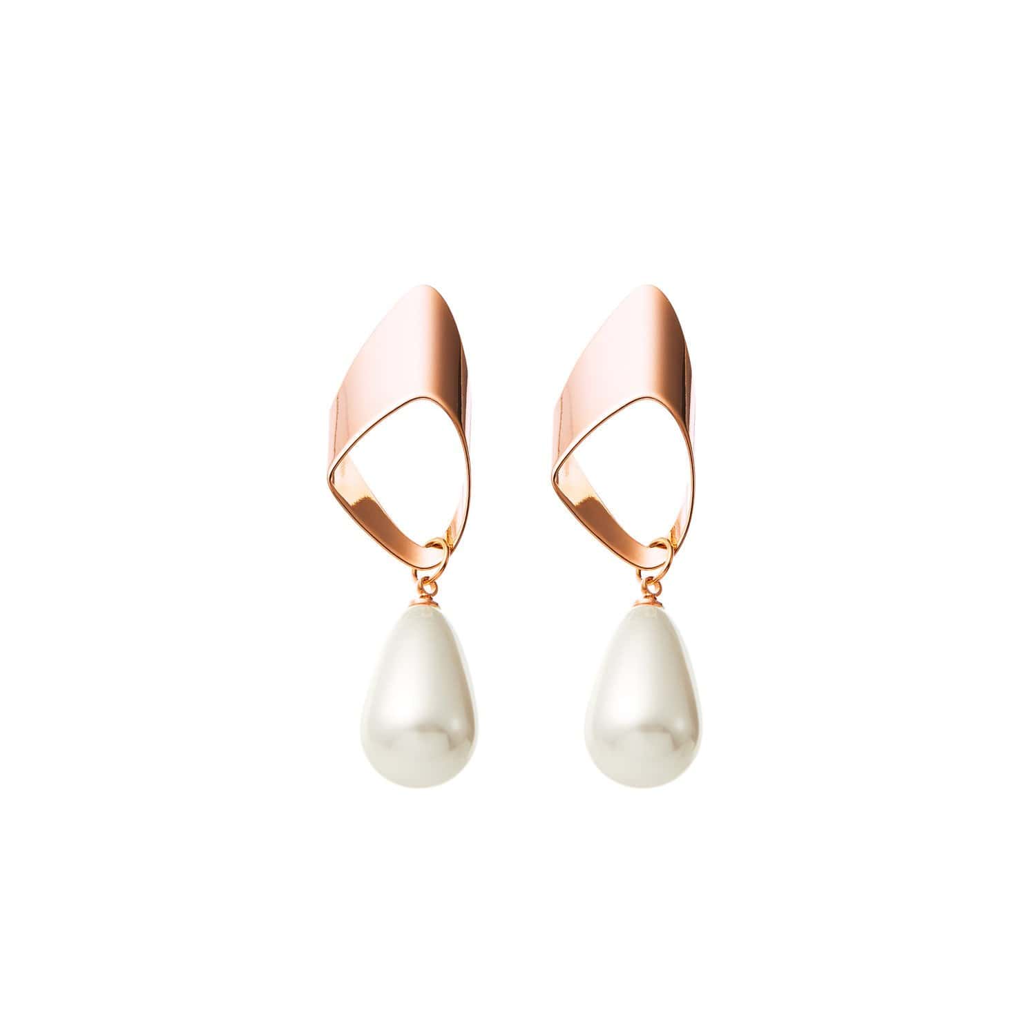 Pearl Dangle Earrings Wedding in Rose Gold by Amelie George Bridal 