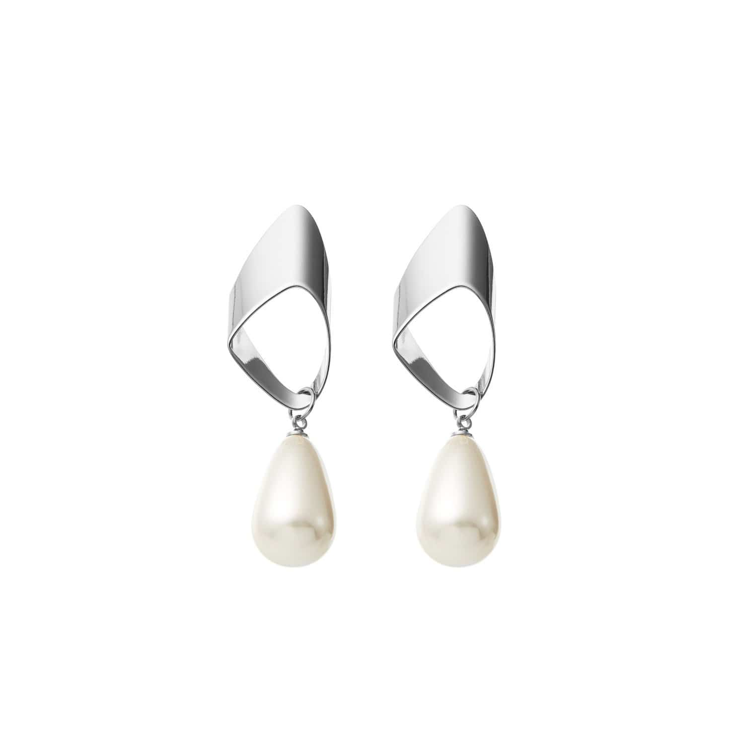 Pearl Dangle Earrings Wedding in Silver by Amelie George Bridal 