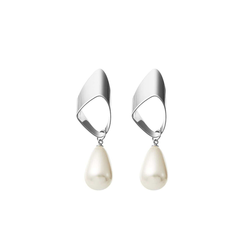 Pearl Dangle Earrings Wedding in Silver by Amelie George Bridal 