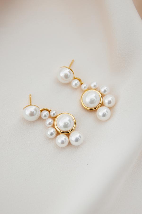 Pearl Drop Statement Bridal Earrings in Gold