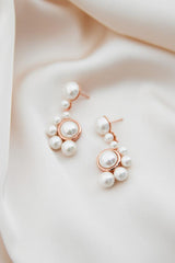 Pearl Drop Statement Bridal Earrings Rose Gold, by Amelie George Bridal