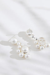 Pearl Drop Statement Bridal Earrings in White Gold