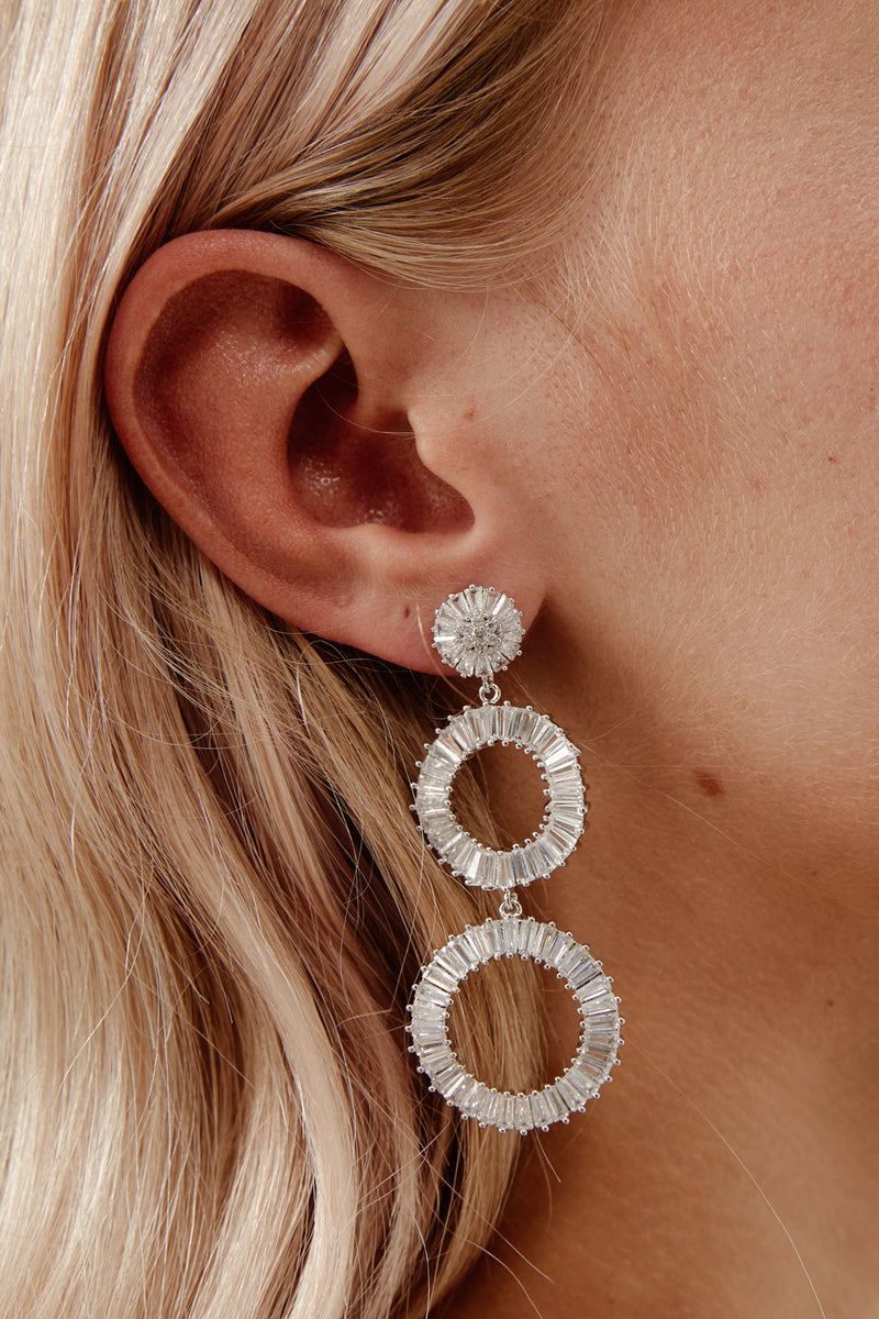 White Gold Rhinestone Earrings for Wedding by Amelie George Bridal