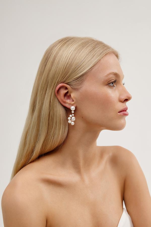 Rose Gold Pearl Drop Statement Bridal Earrings, by Amelie George Bridal