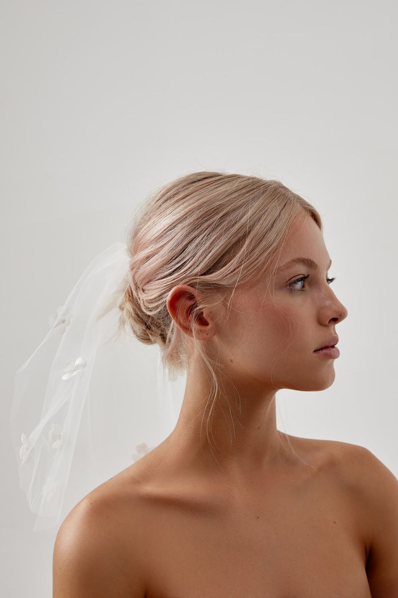 Short Veil with Flowers by Amelie George Bridal