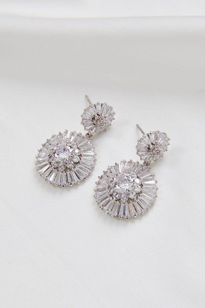 Silver Swarovski Wedding Earrings by Amelie George Bridal