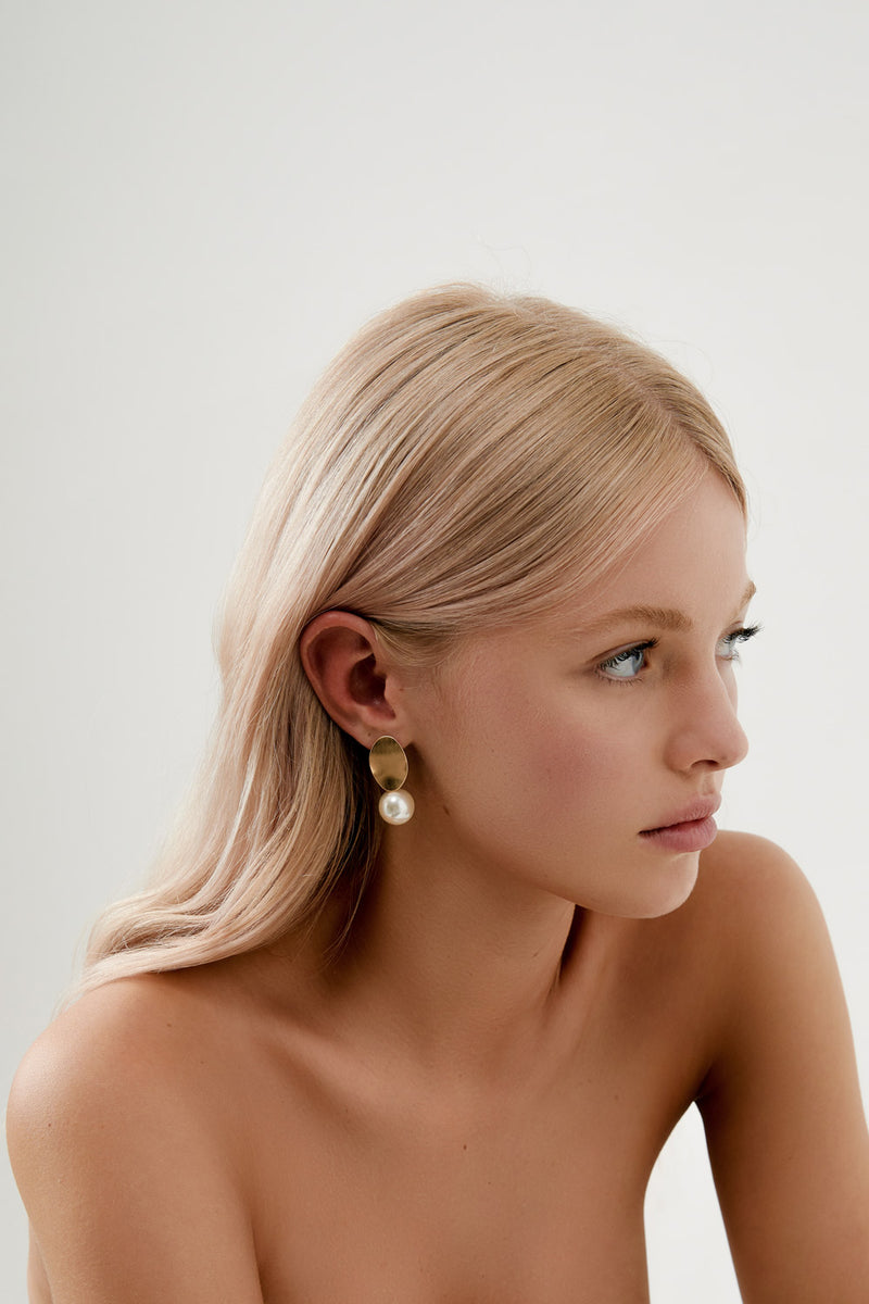 Simple Drop Earrings Wedding by Amelie George Bridal, Gold Modern Wedding Jewellery