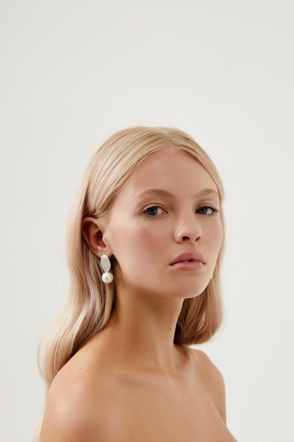 Simple Drop Earrings Wedding by Amelie George Bridal, Silver Modern Wedding Jewellery