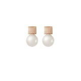 Simple Pearl Wedding Earrings in Rose Gold by Amelie George Bridal 
