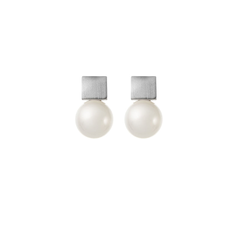 Simple Pearl Wedding Earrings in Silver by Amelie George Bridal