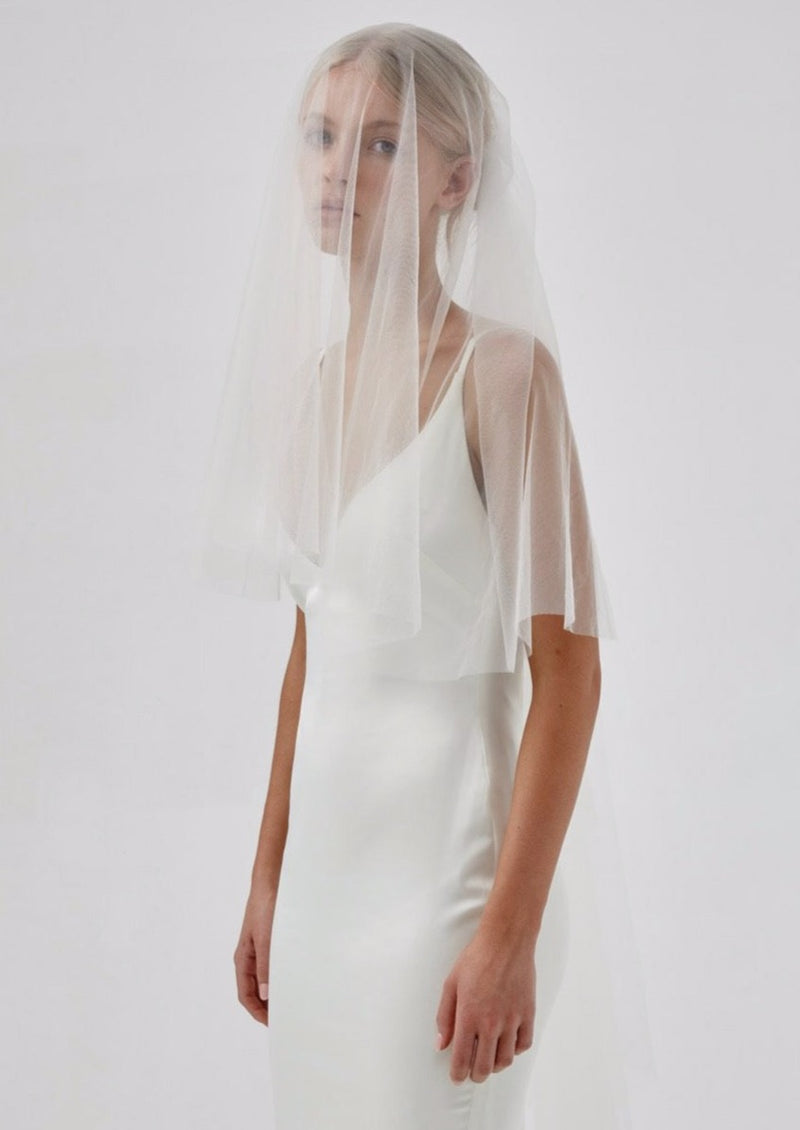 Simple Wedding Veil with Blusher, by Amelie George Bridal 