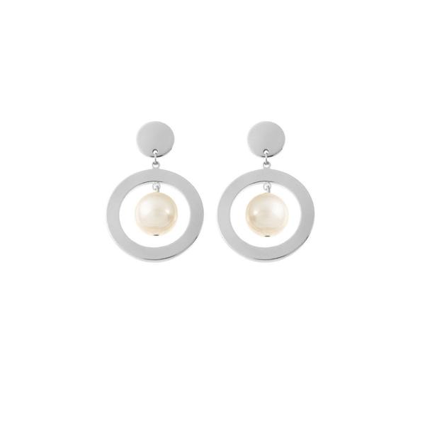 Simple White Gold Pearl Wedding Earrings by Australian Jewellery Designer