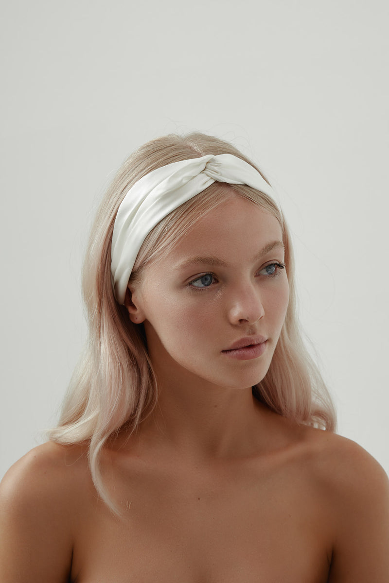 Slip Silk Headband in White, by Amelie George Bridal
