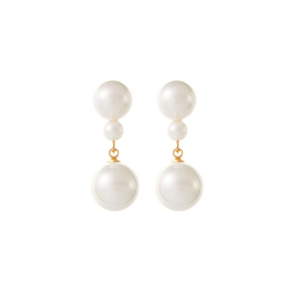 Small Pearl Wedding Earrings by Amelie George Bridal, Gold 