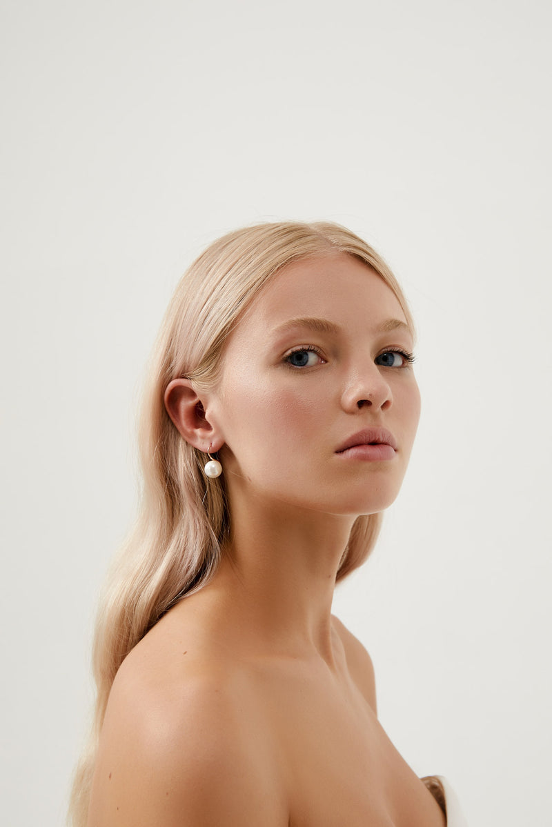 Small Pearl Wedding Earrings in Rose Gold by Amelie George Bridal 