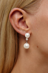 Stud Pearl Wedding Earrings, Silver Modern Wedding Jewelrey