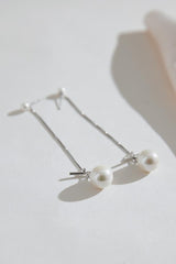 Long Silver Pearl earrings by Australian Wedding Jewellery Designer