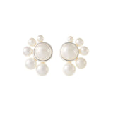White Gold Big Pearl Wedding Earrings by Amelie George Bridal