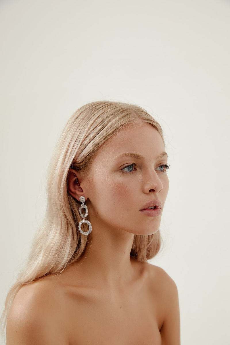 White Gold Diamond Wedding Earrings by Amelie George Bridal