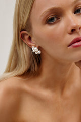 White Gold Pearl Earrings For Wedding Day by Amelie George Bridal