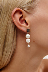 Modern White gold and Pearl Bridal Earrings by Australian Designer Amelie George Bridal 