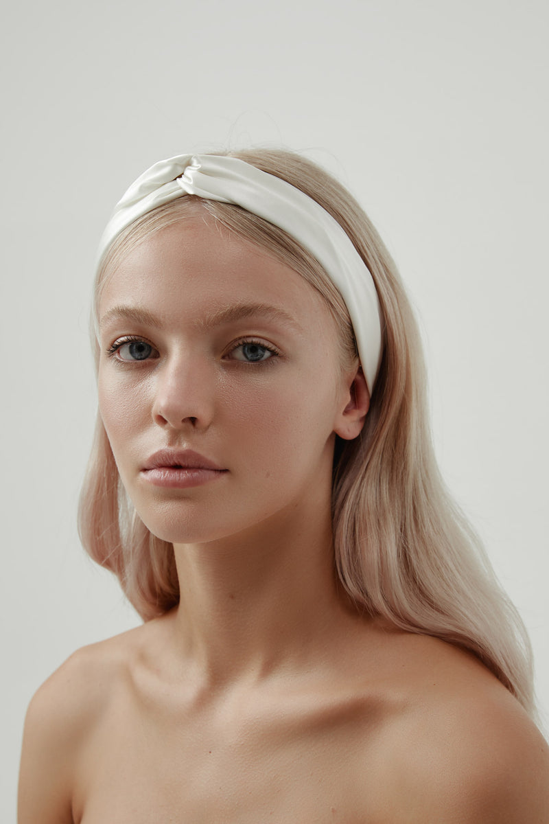 White Silk Headband by Amelie George Bridal