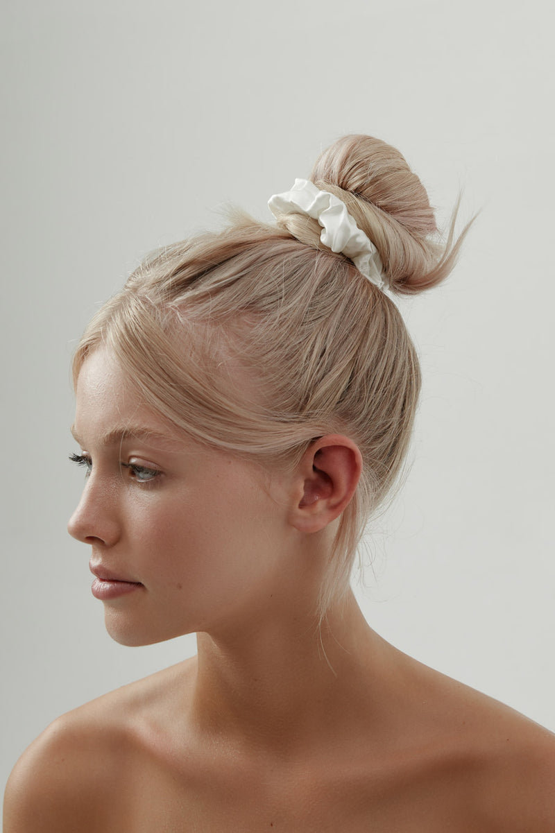 White Silk Scrunchie by Amelie George Bridal 