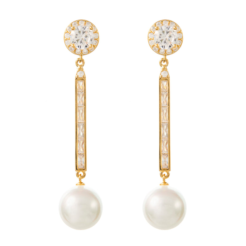 art deco wedding earrings crystal pearl gold