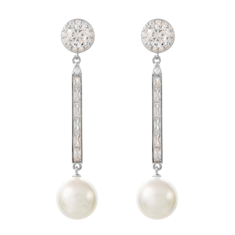 art deco wedding earrings crystal pearl silver