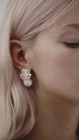 Crystal and Pearl Drop Wedding Earrings by Amelie George Bridal