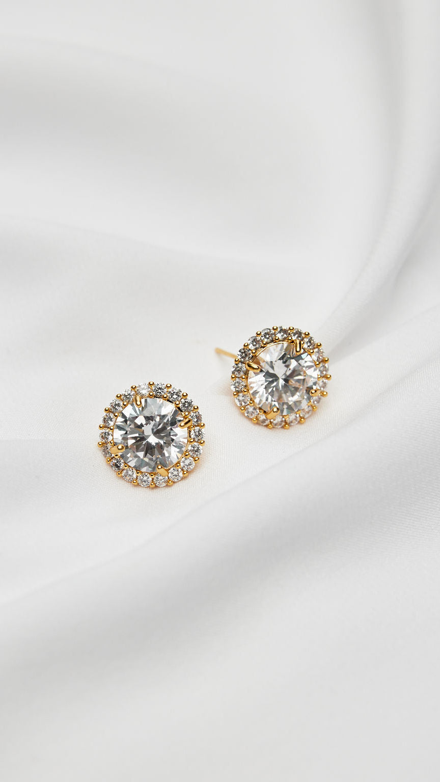 bridal crystal stud earrings gold