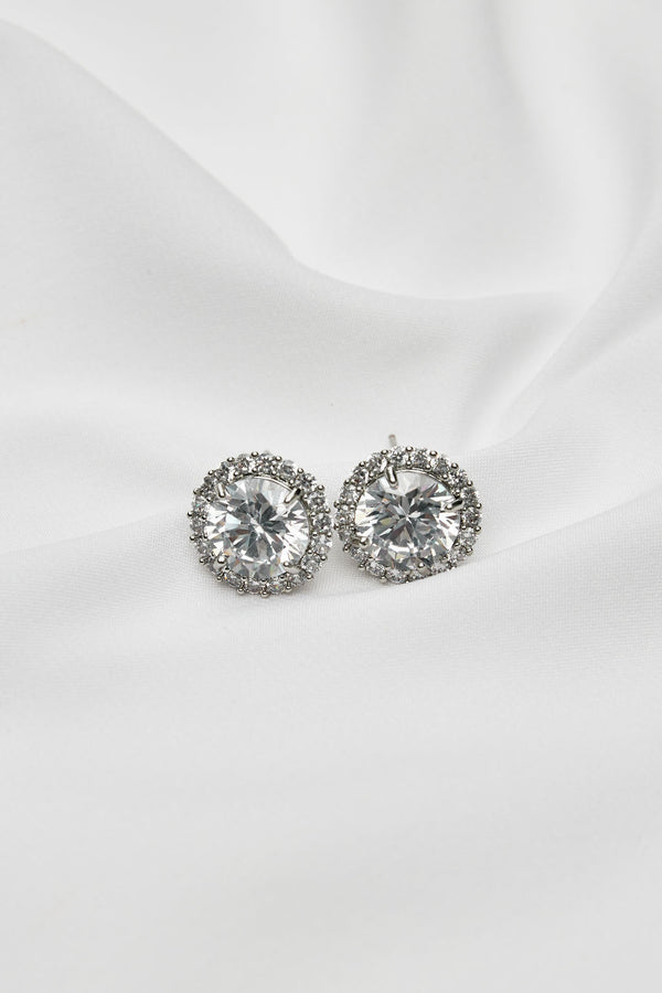 bridal crystal stud earrings silver