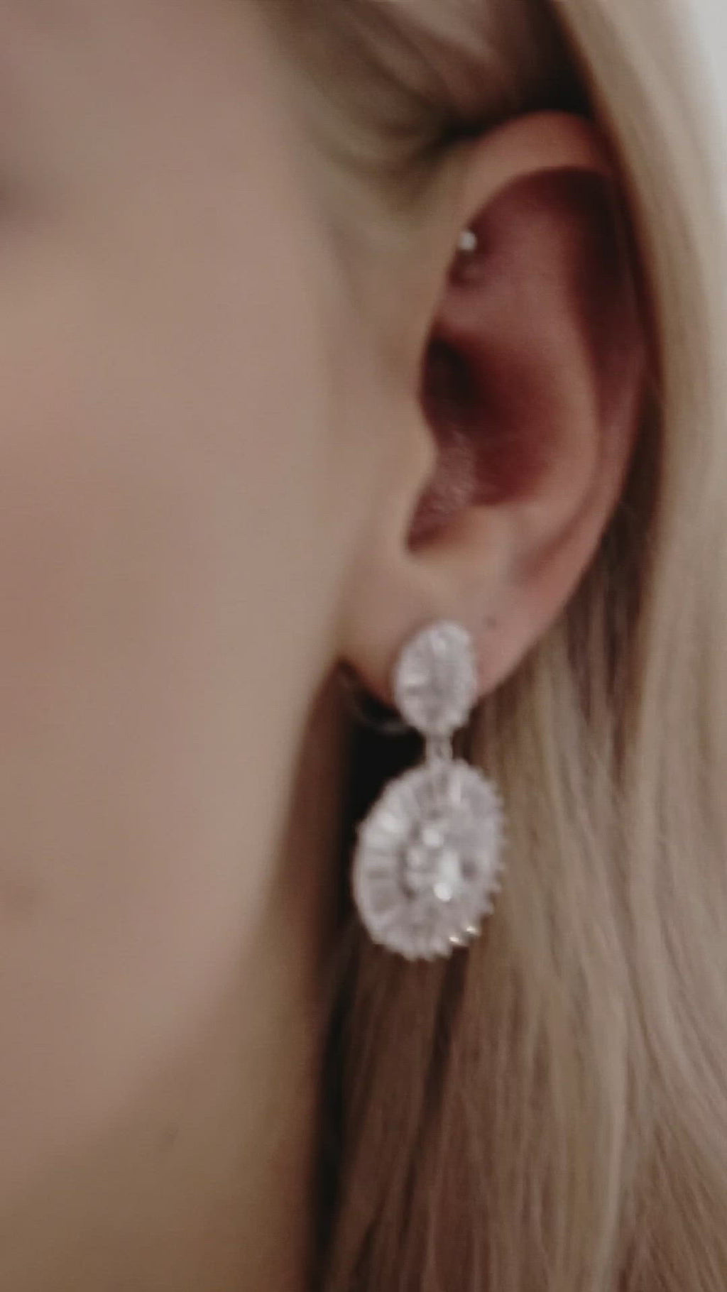 Diamond Drop Wedding Earrings by Amelie George Bridal