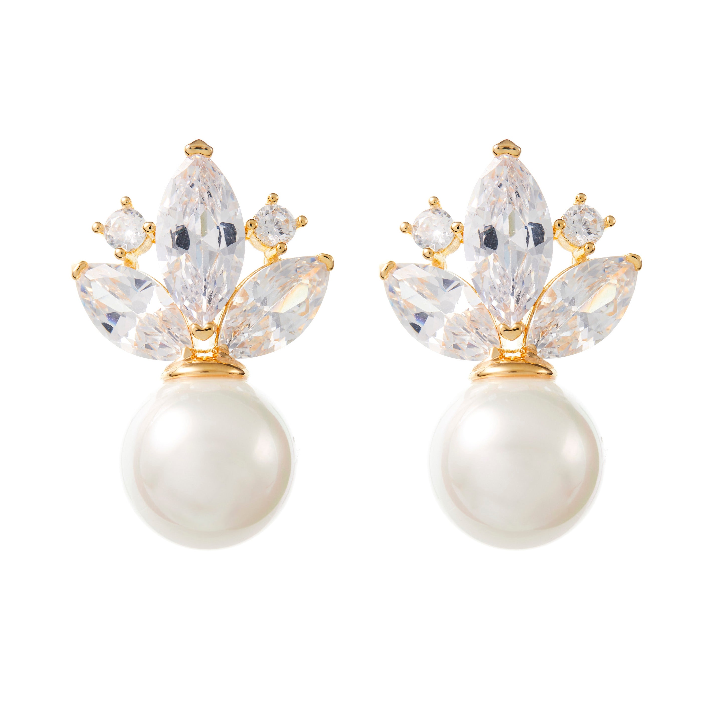 crystal pearl drop earrings wedding gold