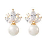 crystal pearl drop earrings wedding gold