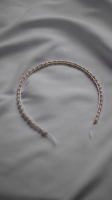 ELENA - MINIMAL PEARL WEDDING HEADBAND - GOLD