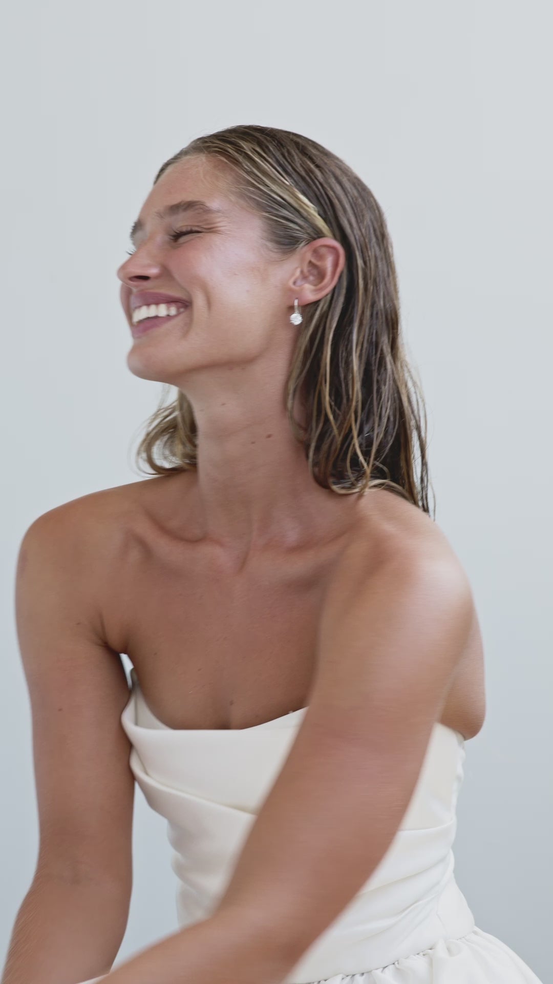 Amelie George Bridal Grace Single Crystal Earring Silver Bridal Jewelry Collection