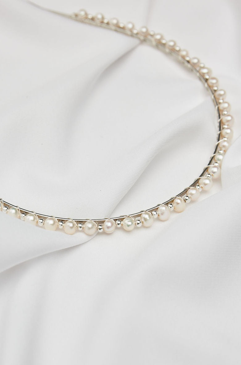 silver Minimal Pearl Headband Wedding by, Amelie George Bridal.jpg