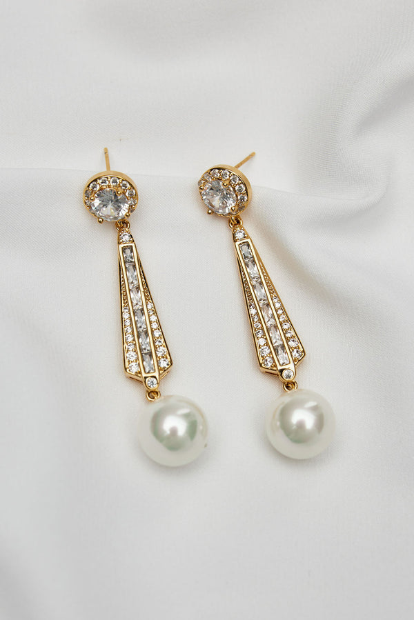 vintage crystal bridal earrings gold
