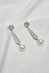 vintage crystal bridal earrings silver
