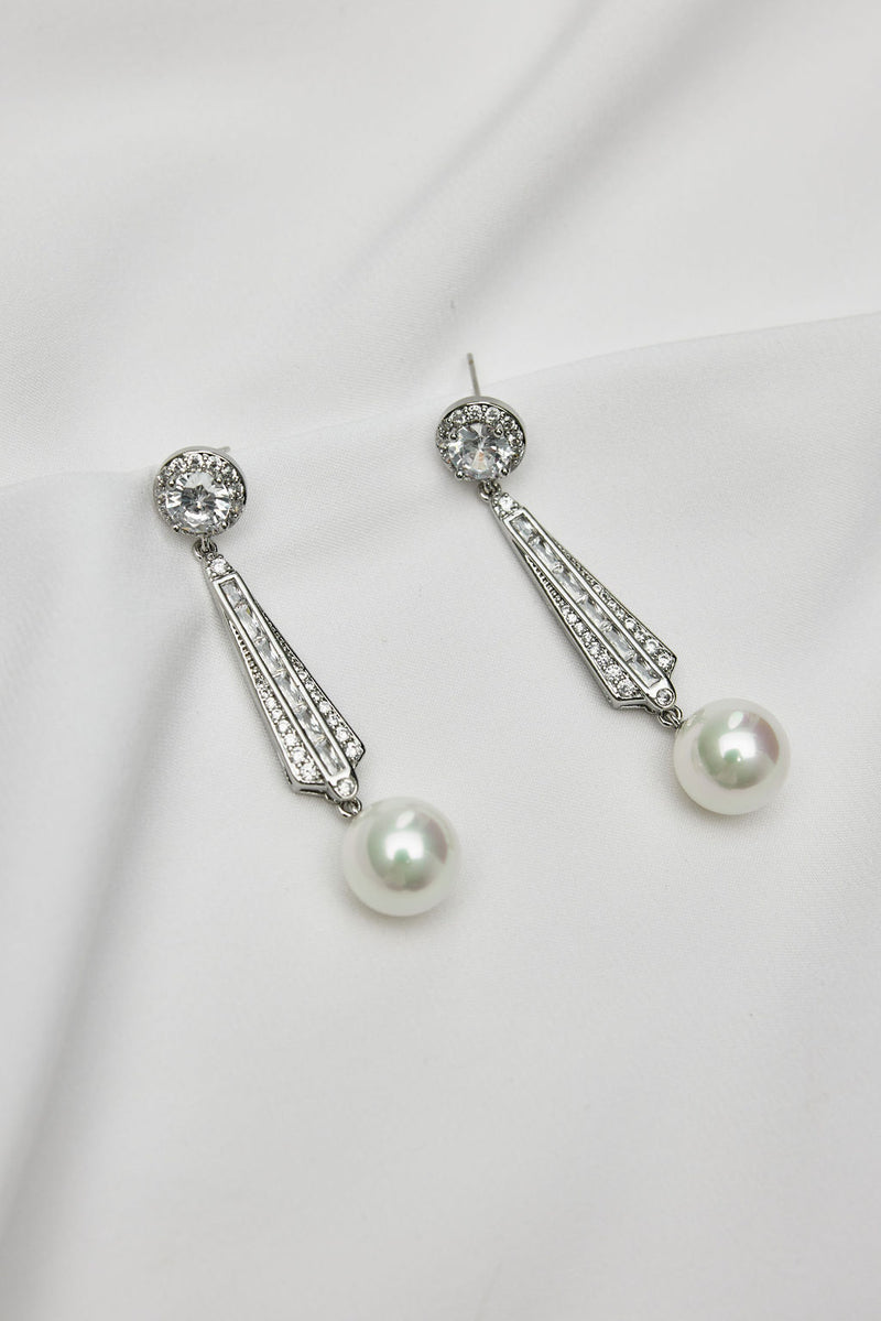 vintage crystal bridal earrings silver