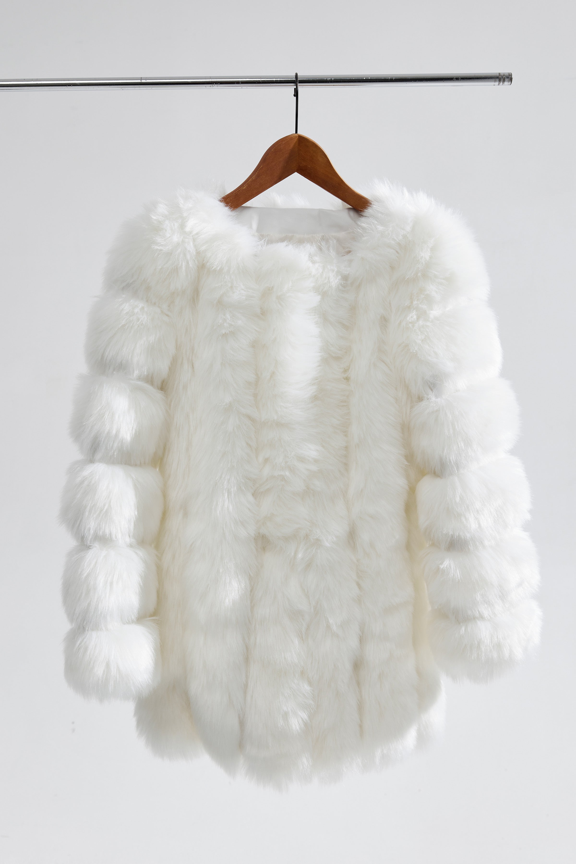 Thick fox fur white winter wedding jacket